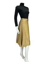 VTG 70S GOLD SPARKLY GLITTERY STUDIO 54 MIDI SKIRT SIZE 4