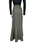 VTG 70S CHARCOAL SILVER GLITTERY PARTY LUREX FLARE FISHTAIL MAXI SKIRT 10 12