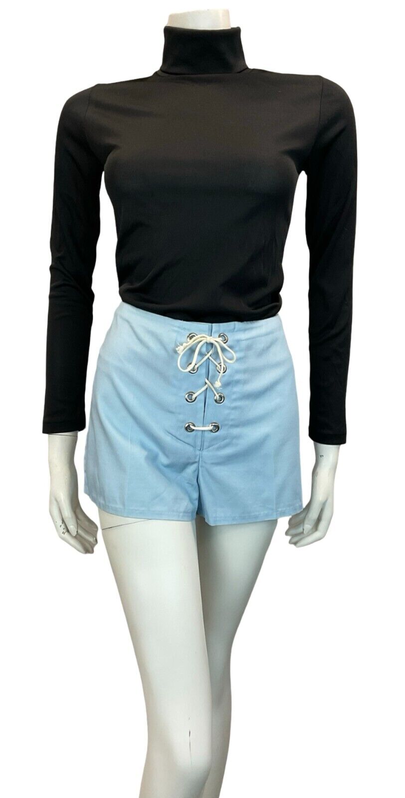 VTG 60S 70S LIGHT BLUE LACE UP SHORTS SIZE 12