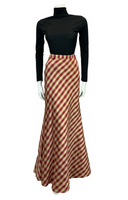 VTG 70S CREAM GOLD RED CHECKED PRAIRIE PARTY TAFFETA MAXI SKIRT SIZE 6 XS