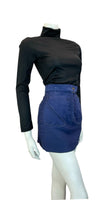 VTG NAVY BLUE DENIM SUPER MINI SKIRT WITH POCKETS SIZE 6 8