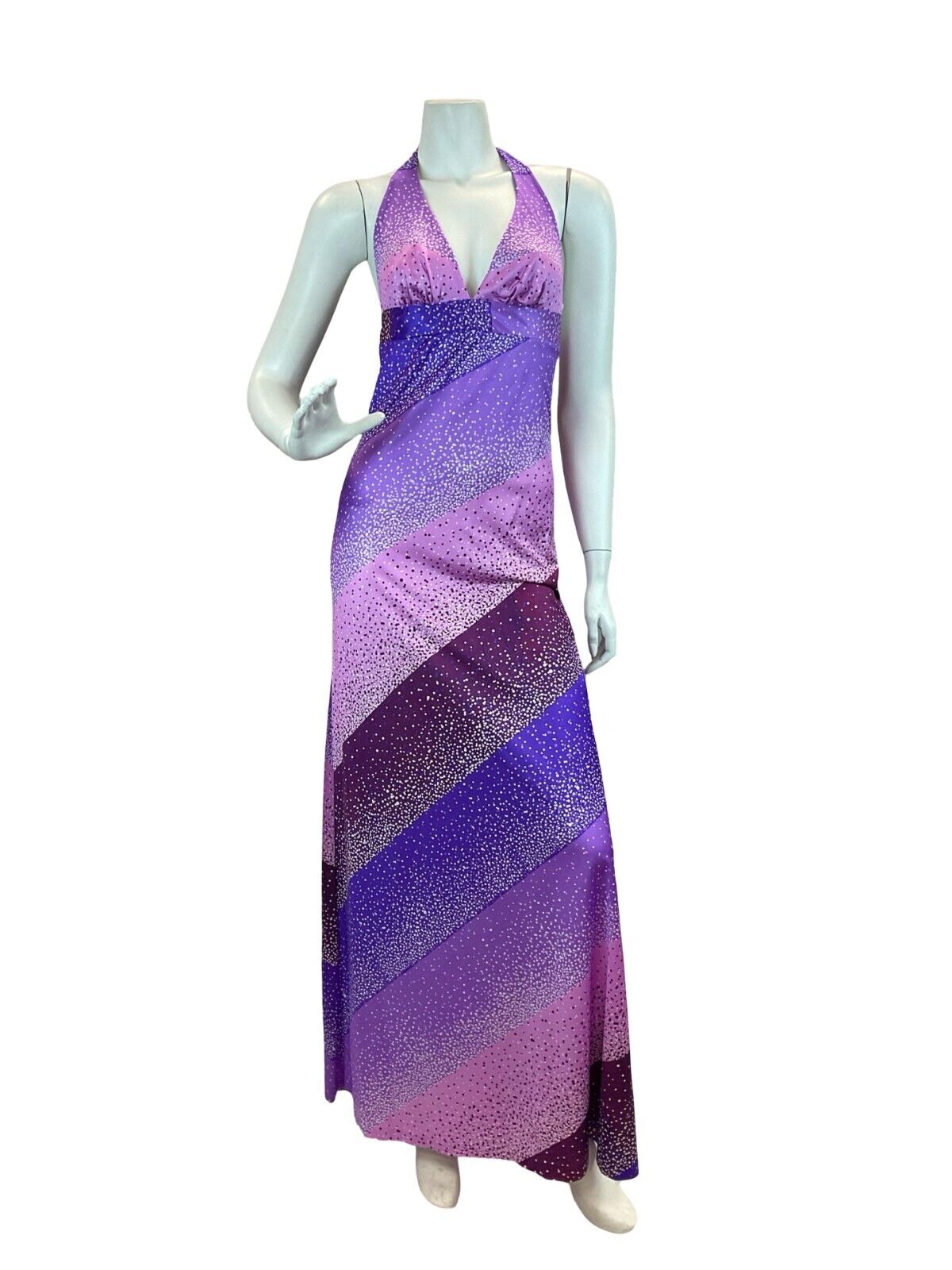 VTG 70S SUMMER SUN PINK PURPLE HALTER DISCO PARTY DRESS MAXI DRESS 8 10 12