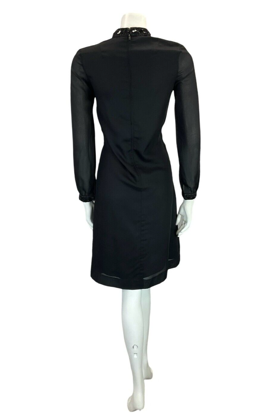 VTG 60S MOD BIB BLACK SEQUIN PARTY EVENING TUNIC DRESS 8