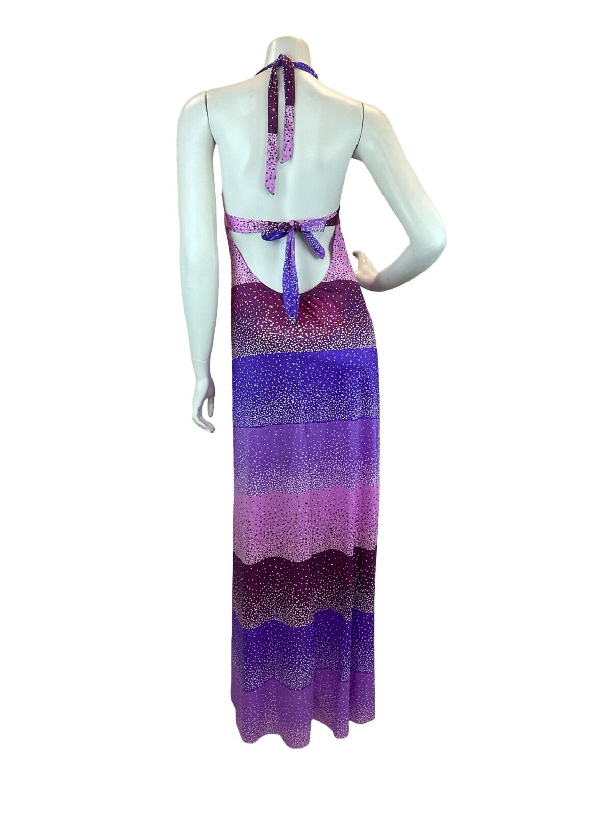 VTG 70S SUMMER SUN PINK PURPLE HALTER DISCO PARTY DRESS MAXI DRESS 8 10 12