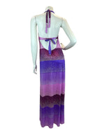 VTG 70S SUMMER SUN PINK PURPLE HALTER DISCO PARTY DRESS MAXI DRESS 8 10 12