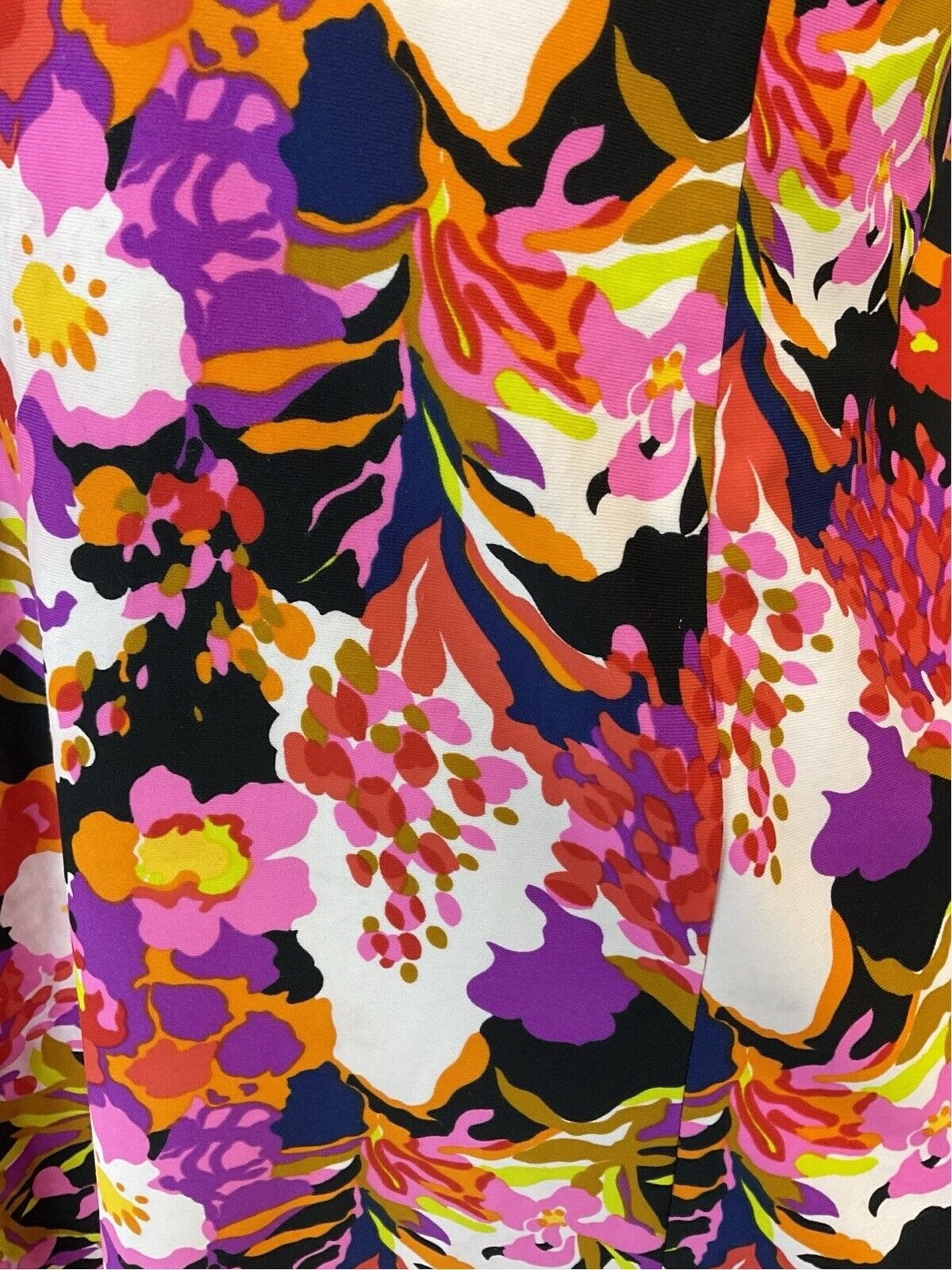 VTG 70S PSYCHEDELIC FLORAL EMPIRE MAXI DRESS PINK PURPLE WHITE ORANGE RED 10 12