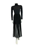 VTG 70S BLACK CHARCOAL SILVER LUREX DART DISCO TWIRL FLARE MIDI SKIRT S 8 10