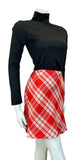 VTG 60S 70S RED WHITE TARTAN CHECKERED MOD MINI SKIRT SIZE 8