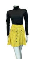 VTG 60S 70S MOD LEMON YELLOW PLEATED POCKETS MINI SKIRT SIZE 10