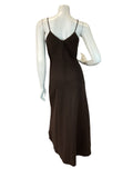 VTG 70S BEADED SEQUIN CHOCOLATE BROWN DISCO FORMAL PROM PARTY MAXI DRESS 6 8