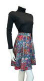 VTG 60S 70S BLUE PINK PURPLE PSYCHDELIC FLORAL MINI SKIRT SIZE 6