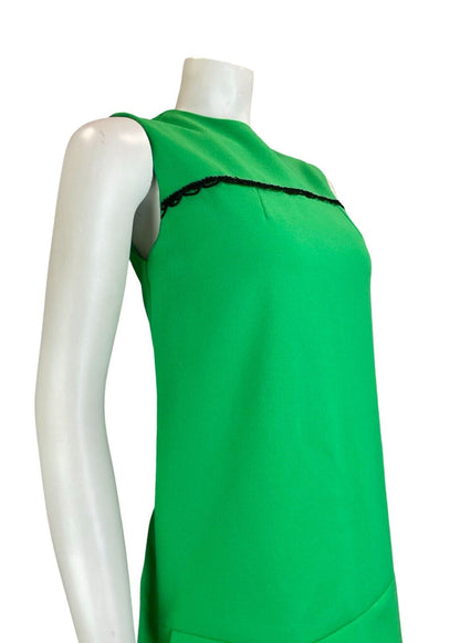 VTG 60S MOD GOGO SCOOTER GREEN SLEEVELESS MINI DRESS SIZE 8