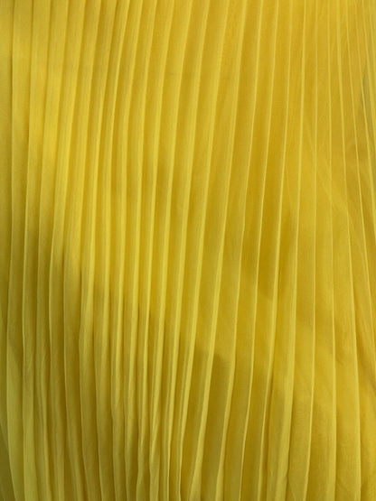 VTG 70s SUNSHINE YELLOW HALTERNECK LOW BACK PLEATED DISCO MIDAXI DRESS 8