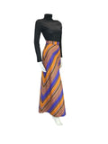 VTG 70S STRIPED PURPLE ORANGE GOLD BLACK GEOMETRIC PARTY MAXI SKIRT SIZE 2/4