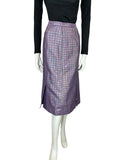 VTG 60S MOD DOGTOOTH IRIDESCENT SPARKLY PURPLE GOLD BLUE PARTY MIDI SKIRT 12 14