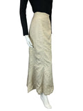 VTG 70S COOL GOLD FIT AND FLARE FISHTAIL CRINKLED PARTY FORMAL MAXI SKIRT 14