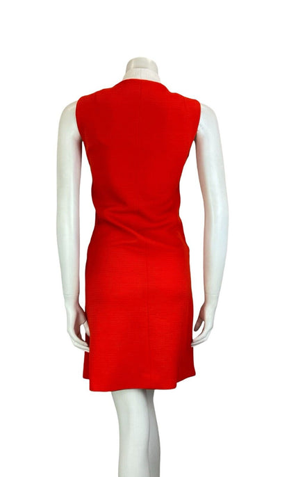 VTG 60S 70S DROP WAIST SLEEVELESS RED WHITE MINI DRESS SIZE 10 12