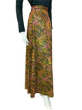 VTG 60S 70S BROWN ORANGE PINK ABSTRACT TREE PRINT MAXI SKIRT SIZE 10