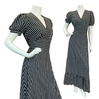 VTG 70S VERA MONT STRIPED COTTON MAXI DRESS 8 10