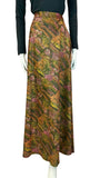 VTG 60S 70S BROWN ORANGE PINK ABSTRACT TREE PRINT MAXI SKIRT SIZE 10