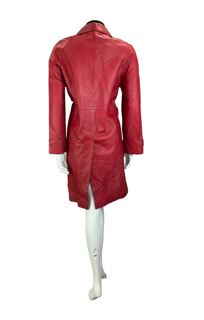 VTG 70S RED LEATHER DAGGER COLLAR BUTTON DOWN MOD COAT SIZE 12