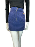 VTG NAVY BLUE DENIM SUPER MINI SKIRT WITH POCKETS SIZE 6 8