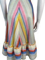 VTG 70S FIESTA SUMMER SUN CHEVRON STRIPED MIDI DRESS 6 8