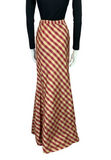 VTG 70S CREAM GOLD RED CHECKED PRAIRIE PARTY TAFFETA MAXI SKIRT SIZE 6 XS