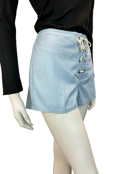 VTG 60S 70S LIGHT BLUE LACE UP SHORTS SIZE 12