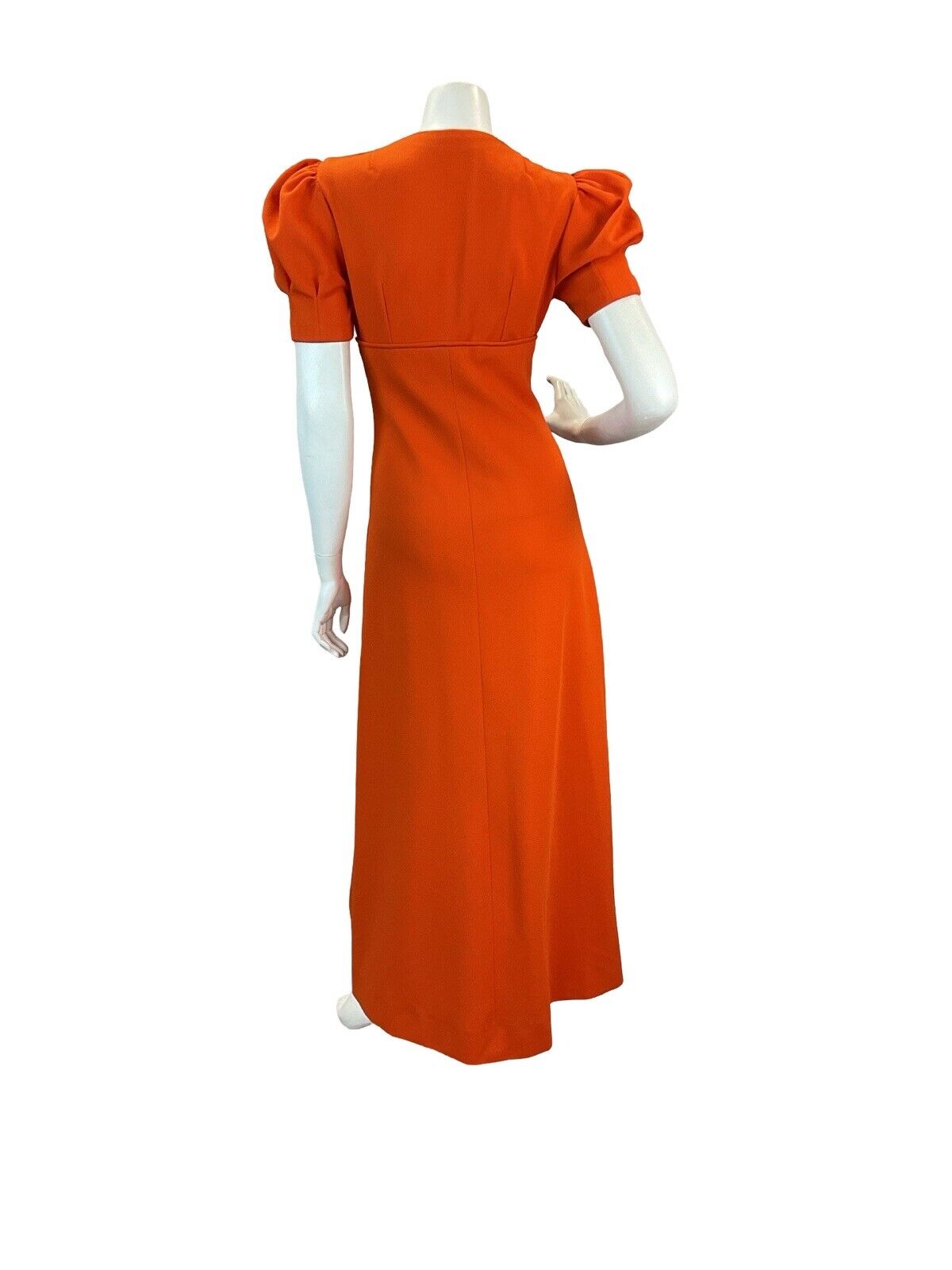 VTG 70S TANGERINE ORANGE FORMAL PUFF SLEEVE PARTY MAXI DRESS 8 10