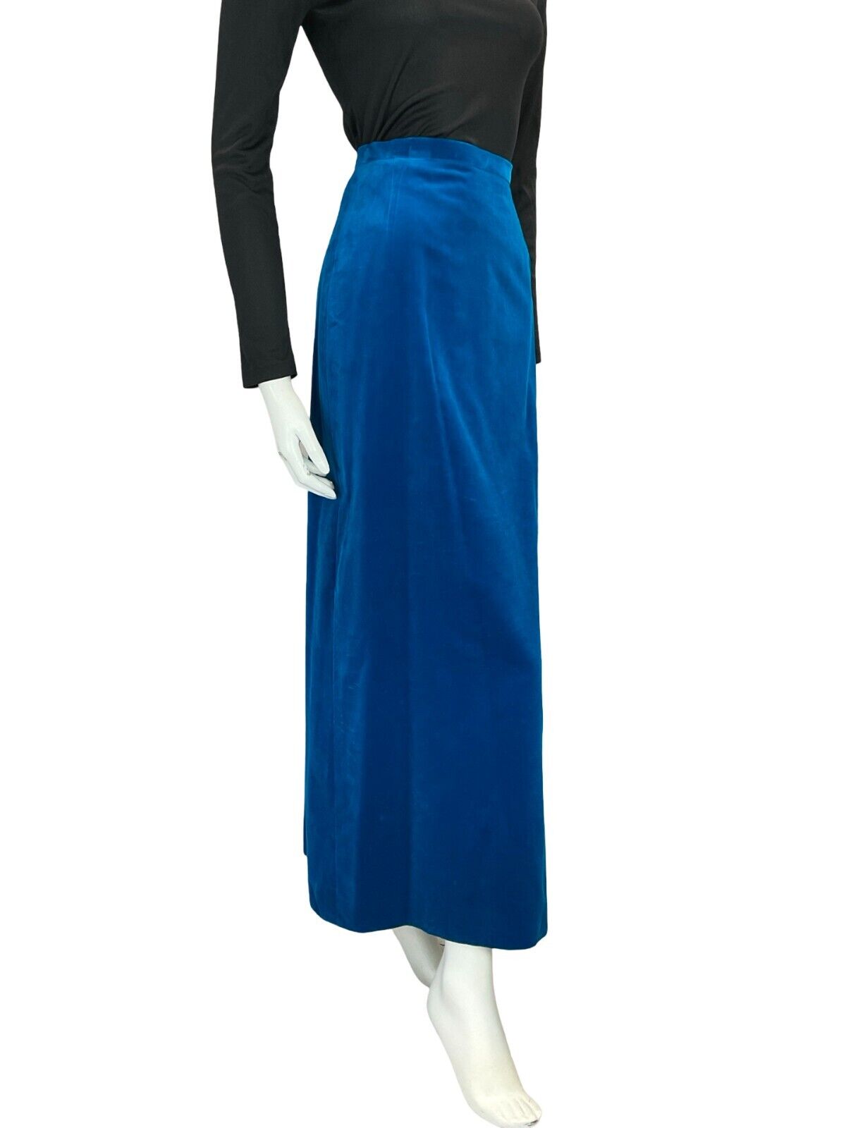 VTG CLARISSA 60S 70S BRIGHT BLUE VELVET BOHO PARTY MAXI SKIRT 4