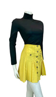 VTG 60S 70S MOD LEMON YELLOW PLEATED POCKETS MINI SKIRT SIZE 10