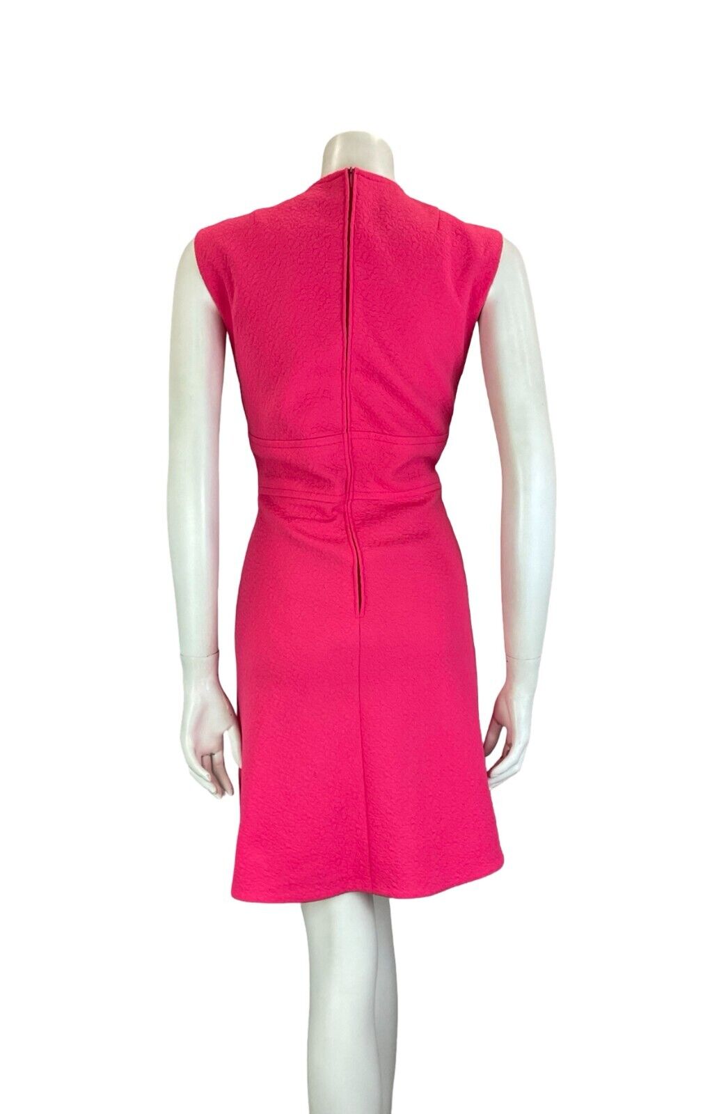 VTG 60S HOT PINK MOD SECRETARY SLEEVELESS TEXTURED EMBOSSED DRESS SIZE 10