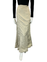 VTG 70S COOL GOLD FIT AND FLARE FISHTAIL CRINKLED PARTY FORMAL MAXI SKIRT 14