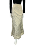 VTG 70S COOL GOLD FIT AND FLARE FISHTAIL CRINKLED PARTY FORMAL MAXI SKIRT 14