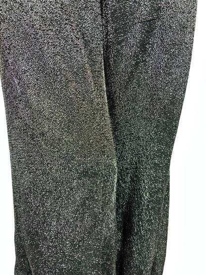 VTG 70S DISCO STUDIO 54 PARTY PALAZZO SILVER LUREX GLITTERY FLARE PANTS SIZE 14