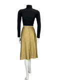 VTG 70S GOLD SPARKLY GLITTERY STUDIO 54 MIDI SKIRT SIZE 4