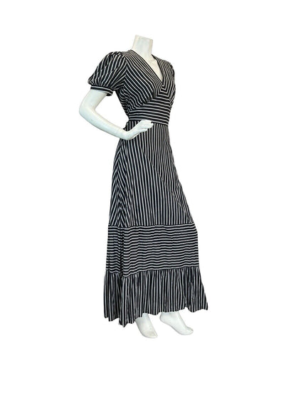 VTG 70S VERA MONT STRIPED COTTON MAXI DRESS 8 10