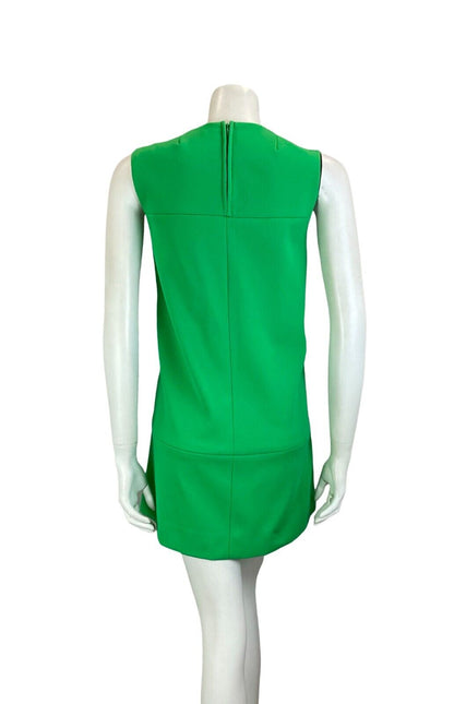 VTG 60S MOD GOGO SCOOTER GREEN SLEEVELESS MINI DRESS SIZE 8