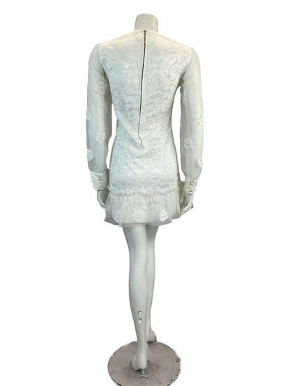 VTG 60S LACE BRIDAL GOGO MOD SCOOTER WEDDING MINI DRESS 10 12