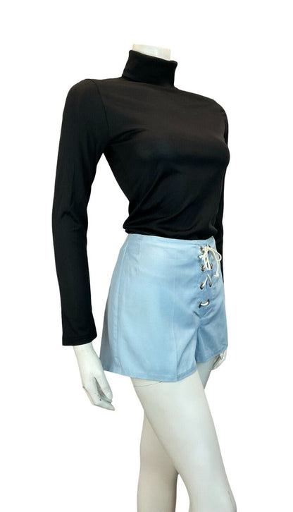 VTG 60S 70S LIGHT BLUE LACE UP SHORTS SIZE 12