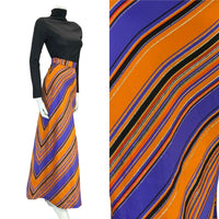 VTG 70S STRIPED PURPLE ORANGE GOLD BLACK GEOMETRIC PARTY MAXI SKIRT SIZE 2/4