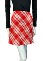 VTG 60S 70S RED WHITE TARTAN CHECKERED MOD MINI SKIRT SIZE 8