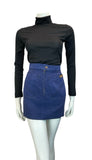 VTG NAVY BLUE DENIM SUPER MINI SKIRT WITH POCKETS SIZE 6 8