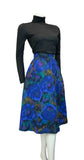 VG 60S 70S BLUE GREEN BROWN PURPLE WATERCOLOUR PSYCHDELIC MIDI SKIRT SIZE 8