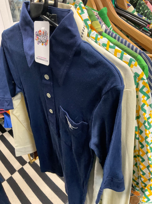 MENS VTG NAVY COLLARED SHIRT