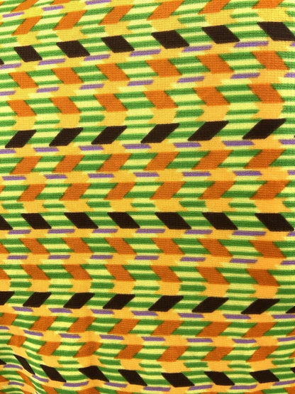 VTG 60s 70s GREEN ORANGE PURPLE GEOMETRIC STRIPED ZIG-ZAG DAGGER SHIRT 8 10