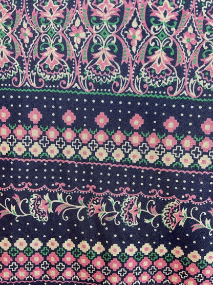 VINTAGE 60s 70s BLUE PINK WHITE PSYCHEDELIC DOTTY FLORAL BLOUSE TOP 12 14