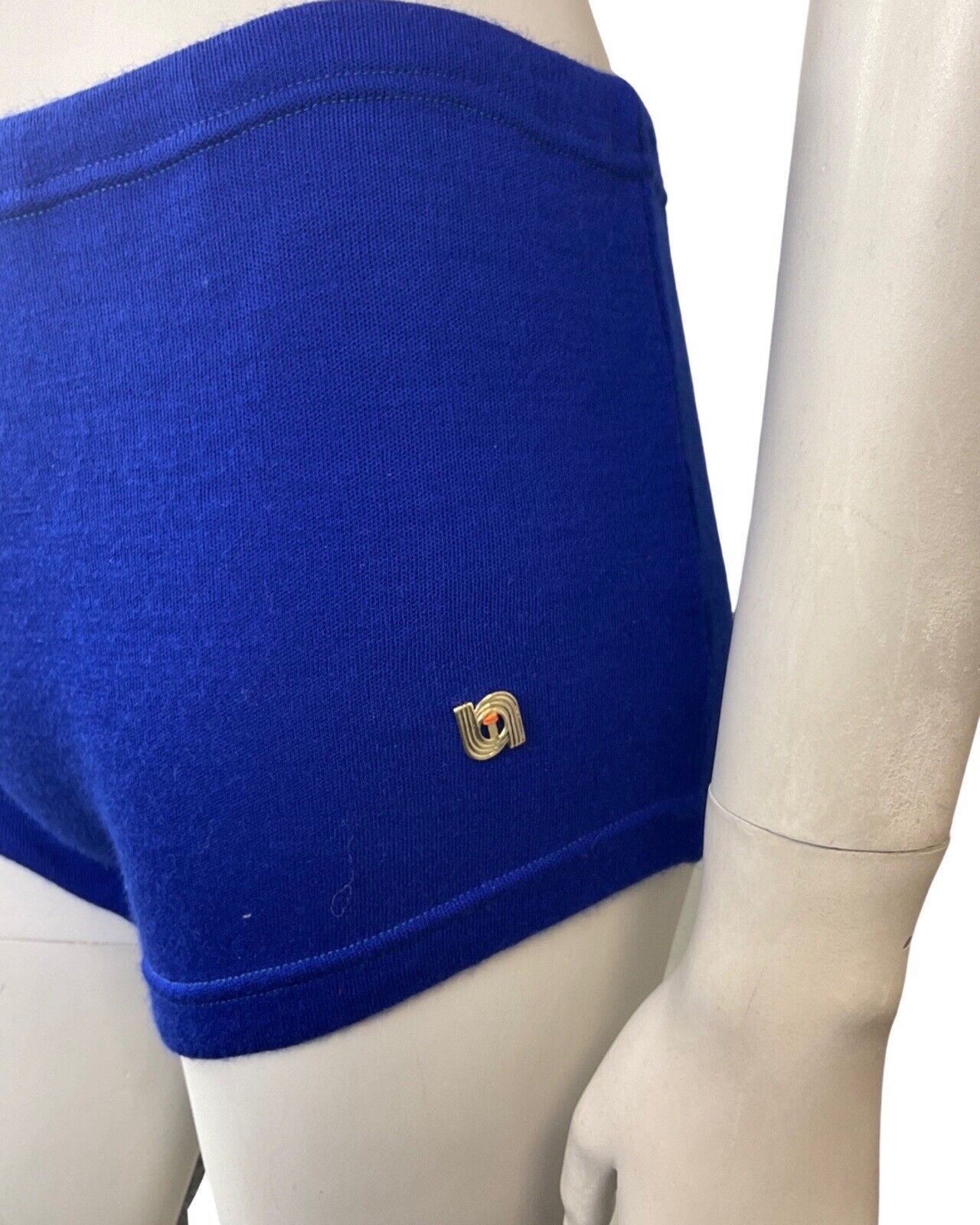 VINTAGE 60s 70s ROYAL BLUE TOWELLING MOD SWIM GOGO SHORTS HOTPANTS 10