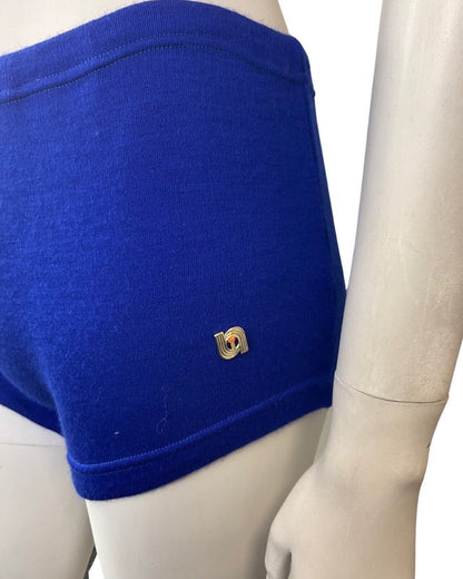 VINTAGE 60s 70s ROYAL BLUE TOWELLING MOD SWIM GOGO SHORTS HOTPANTS 10
